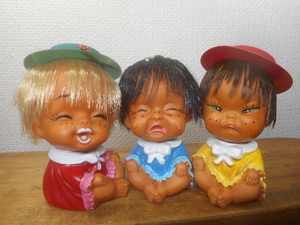 ビンテージ　泣き笑い人形　ソフビ人形　貯金箱　岩井産業　昭和レトロ　日本製