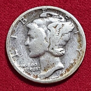 アメリカ 10セント マーキュリー ダイム 銀貨 1941年
