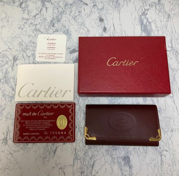 Cartier カルティエ 4連 マストライン キーケース レザー ボルドー 