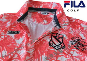 ■新品【FILA GOLF】フィラゴルフ接触冷感＆吸汗速乾DRYボタニカル柄ポロシャツ■PK/LL(XL)