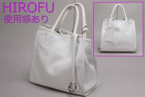 S-4114*HIROFU Hirofu original leather tote bag / eggshell white color company store buy card attaching 