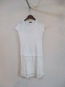 COMMECAISM white under race short sleeves dress (USED)70217②