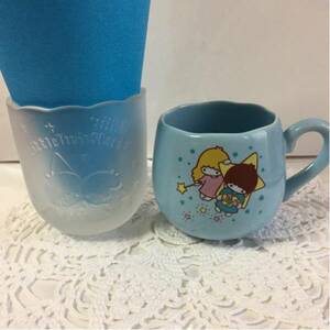  Sanrio retro *ki Kirara 2 point set * cup & glass * with defect 