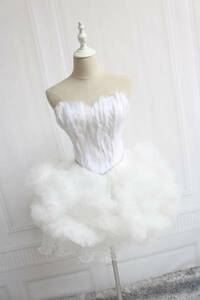  new work bride Short color correcting color dress white feathers size order free two next . wedding party dress color modification possibility . costume .. profit 