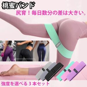 【尻育!桃蜜バンド】強度を選べる3点セット エクササイズ美尻シェイプアップ