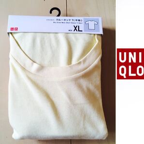 新品☆ UNIQLO ドライカラー クルーネックT ライトイエロー XL メンズtシャツ