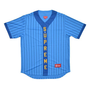 【Supreme / シュプリーム】Vertical Logo Baseball Jersey Blue / ロゴ ベースボールシャツ ブルー , 18FW《SIZE : M》