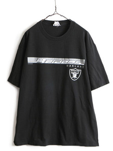 00s 大きいサイズ XL 人気 黒 ■ NFL オフィシャル レイダース リフレクター プリント 半袖 Tシャツ ( メンズ )古着 00年代 アメフト ロゴT