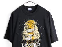 80s USA製 大きいサイズ XL ■ アニマル 発泡 プリント 半袖 Tシャツ / メンズ 古着 80年代 黒 アート ライオン 羊 シングルステッチ 両面_画像2