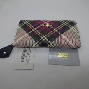 Vivienne Westwood ヴィヴィアンウエストウッド チェック ラウンドファスナー長財布 レッド系マルチカラーアウトレット品