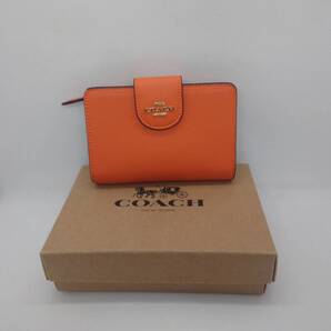 コーチ 財布 COACH アウトレット レザー ミディアム 6390 アウトレット品 オレンジ