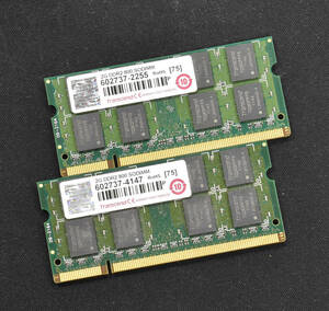 4GB (2GB 2枚組) PC2-6400S DDR2-800 S.O.DIMM 200pin ノートPC用メモリ (Transcend製) (管:SA3735