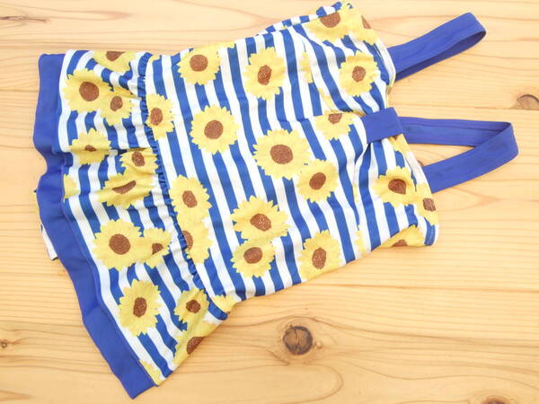 *美品!ひまわり柄ブルーワンピース水着130センチ(13)*