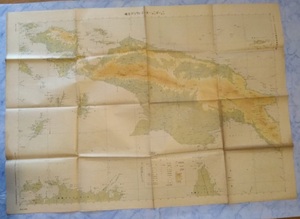 「二百万分一太平洋周域(南部)輿地図 6号 ニューギニア－オーストラリア北端」昭和17年製版。陸地測量部 色刷 1枚 79x110cm