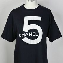 VINTAGE ヴィンテージ 80S CHANEL シャネル ロゴ №5 Tシャツ 黒 b5358_画像3