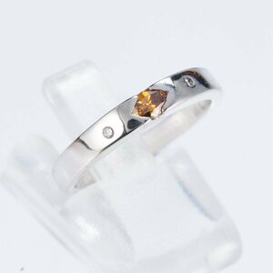 ファンシーディープイエロウィッシュオレンジダイヤモンド Fancy deep yellowish orange プラチナ900 リング D:0.141ct D:0.03ct SI2 Pt900