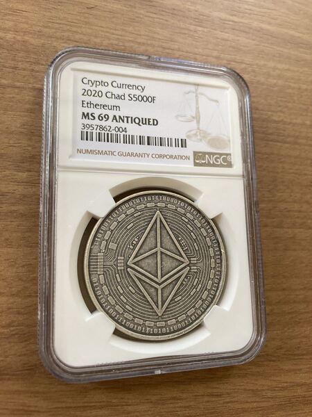 【NGC鑑定MS69】アンティーク版 イーサリアム Ethereum チャド共和国 CFAフラン 1オンス銀貨 シルバーコイン クリプトカレンシー 暗号通貨
