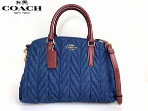  ultimate beautiful goods * free shipping * rare mo Delco -chiCOACH Denim leather quilting 2Way shoulder bag handbag 