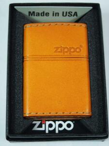 Zippo 革巻き ジッポーロゴ（キャメル薄茶）LB-5新品プレーン