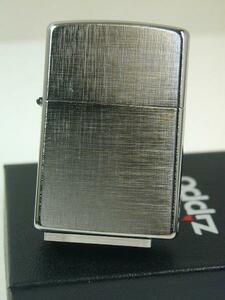 2016年 Zippo Linen Weave・クローム柄（両面斜線）銀色 #28181　USA純正