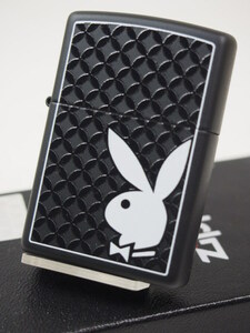 ジッポ Zippo Playboy Bunny & Border, Black Matte（白黒）ブラックマット/プレイボーイ#29578