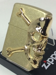 Zippo BIG Skull Metal　スカル・3面連続 メタル ゴールド仕上げ Bバレル新品