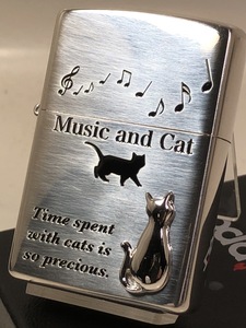 Zippo Cat ネコ 【ねこメタル】 Love Cat 2SIM-MUSICCAT 銀いぶしシルバー/新品