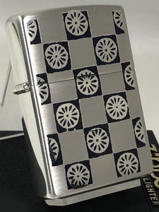 2001年製 Zippo 家紋（和柄）市松 格子 シルバー仕上げ 200SS 新品