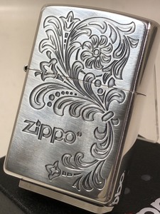 2015年 豪華Zippo アラベスク唐草・両面柄 シルバーエッチング彫刻（1）花　 新品