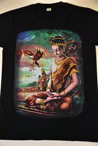 ◆神様・仏様Tシャツ　瞑想するお釈迦様　ブッダ(ゴーダマ・シッダール)◆新品◆在庫サイズM・L・XL