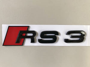 アウディ RS3 リア ブラック エンブレム リヤ 黒 グロス つやあり Audi Sport クワトロ 最安値