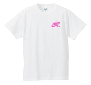 ナイダスワンポイントTシャツ2枚セット　XLサイズ　①ホワイト蛍光ピンク　②ホワイト×蛍光グリーン