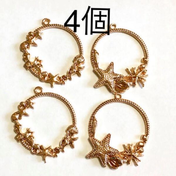4個★サマーフレーム レジン枠 ピアス ハンドメイド