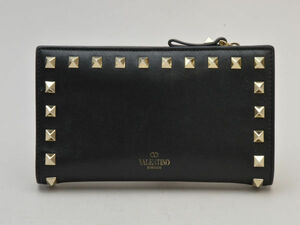  Valentino galava-niVALENTINO GARAVANI long wallet studs leather black lady's e_u F-ST2060