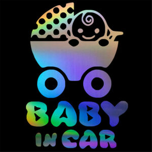 送料無料 Baby In Car 子供 11.4cm X16.3cm 1200 車 バイク ステッカー デカール