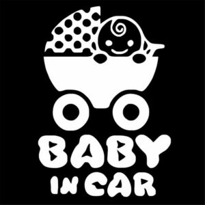 送料無料 Baby In Car 子供 ホワイト 11.4cm X16.3cm 1200 車 バイク ステッカー デカール