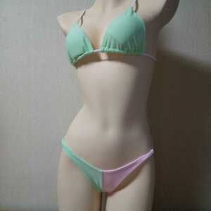 [ new goods ] swimsuit T-back - rio back S inscription absolute size M size bai color after part band u manner green × pink 
