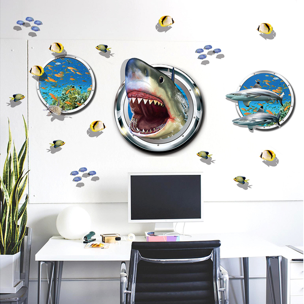 (NO.242）DIY剥がせる壁飾りウォールステッカー綺麗な仕上がり サメ