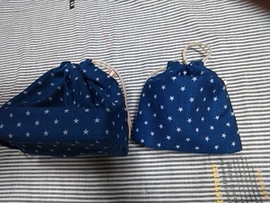  bento bag glass sack hand made blue small star pattern go in . preparation 