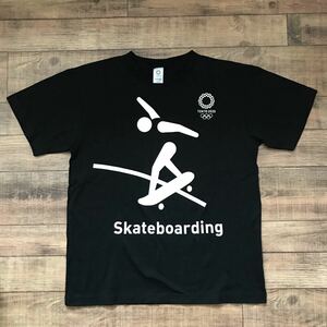 東京2020 オリンピック公式ライセンス スケートボード Tシャツ 黒 S Skateboarding スケボー Tee 堀米
