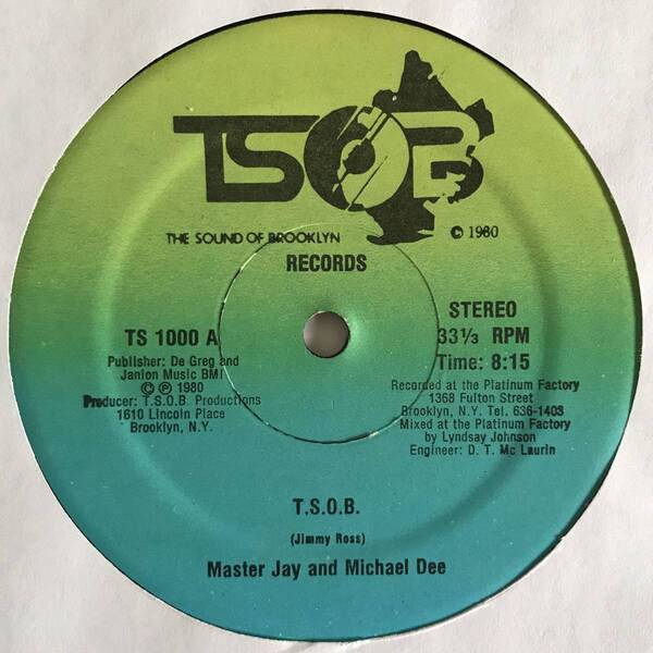 Master Jay And Michael Dee - T.S.O.B. (USオリジナル) (ブルックリン・ブギーディスコ/オールドスクール名作)