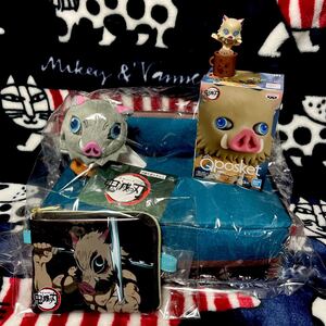 鬼滅の刃★伊之助 マスコット付きティッシュケース&Qposket petit&小銭入れセット★