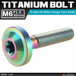 M6×30mm P1.0 64チタン合金 トルクス穴 フランジ付き ボタンボルト 焼きチタンカラー ライトカラー JA668