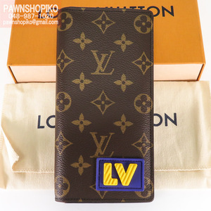 質イコー [ルイヴィトン] LOUIS VUITTON ラバーパッチ ポルトフォイユ・ブラザ／二つ折り長財布 M80523 モノグラム 良品