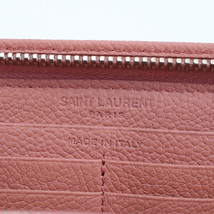 中古美品サンローランSAINT LAURENT 長財布ラウンドファスナー レザー 326599 ピンク ランク：S us-1_画像6