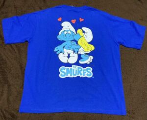 【Lサイズ】SMURF スマーフシャツ Tシャツ 正規品 タグ ライセンス品/アメカジ アメコミ 絵本 ブルー b