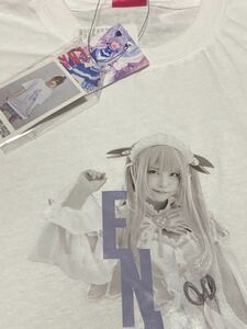 【4Lサイズ】新品 えなこ Tシャツ メンズ しまむら コラボ ポラロイド柄ステッカー付き コスプレイヤー エナコ ホワイト a