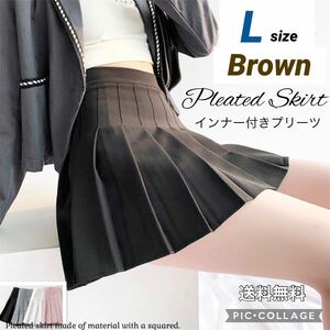 # pleated skirt Mini [ Brown ]Lsize inner attaching pretty Mini ska 