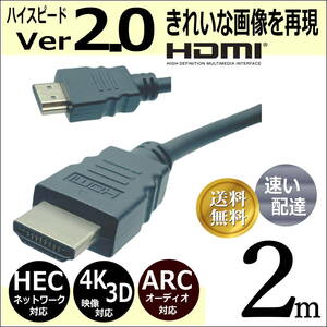 △HDMIケーブル 2m プレミアム高品質 Ver2.0　4KフルHD 3D映像 ネットワーク 60fps 対応 ハイスピード 2HDMI-20