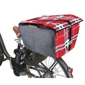 * red check bicycle basket cover after mail order electromotive bicycle basket cover waterproof processing water-repellent is . water basket cover basket cover large covered .